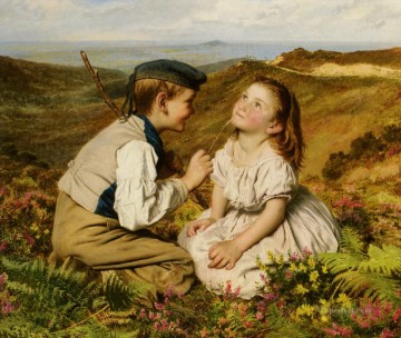 Sophie Gengembre Anderson Painting - Its Touch and Go to Laugh or No Sophie Gengembre Anderson